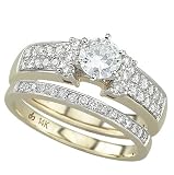 14K Yellow Gold Diamond Wedding Set Semimount