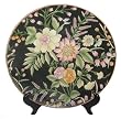 12"D porcelain plate - Black floral