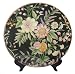 12"D porcelain plate - Black floral
