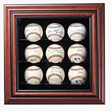 Coaches Choice 9 Ball Cabinet Display Case with Engraved MLB Team Logo (Wood Finish)