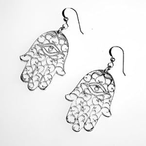Small Hamsa Silver Dipped Earrings