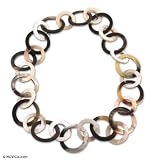 Bull horn long necklace, 'Retro Cycles'
