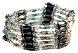 Magnetic Wrap Necklace/Bracelet - White Cloisonne with clear Beads