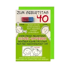 Geburtstagskarte mit Applikation, zum 40.Geburtstag, mit Runzel-Radierer (frech!!)