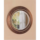 30" Bronze Finish Frame Round Beveled Wall Mirror