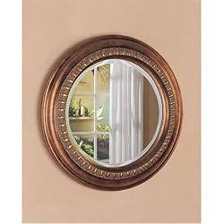30" Bronze Finish Frame Round Beveled Wall Mirror By Coaster Furniture