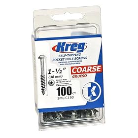 Kreg SML-C150-100  Pocket Screws 1-1/2-Inch, 8 Coarse, Washer-Head, 100-Count