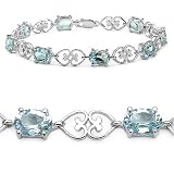 12.80 Carat Genuine Blue Topaz Silver Heart Bracelet