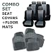 Automotive : FH-FB060115 + R12305 Combo Set: Airbag Compatible Seat Covers and Rubber Floor Mats Gray