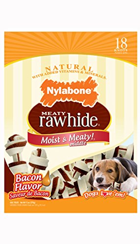 Nylabone Rawhide Meaty Dog Bone Treats - Bacon Flavored