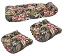 3-Piece Wicker Furniture Cushion Set - Exotic Black Floral