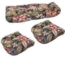 3-Piece Wicker Furniture Cushion Set - Exotic Black Floral
