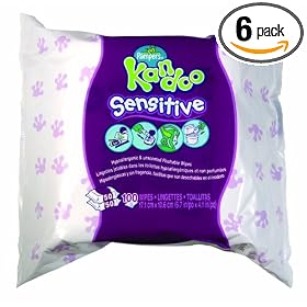 Pampers Kandoo Flushable Wipes, Sensitive, 100-Count Refills (Pack of 6)