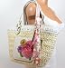 Authentic Coach Poppy Natural Straw Floral Flower Applique Basket Purse 16707