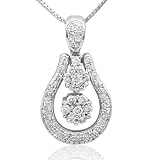 0.82cttw Pear shape drop pendant with invisible round diamonds set in 14K white gold.