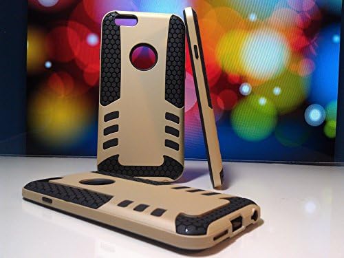 iPhone 6 Case (4.7 inch) - Protective Dual Layer Apple Phone Covers - Black Shock Absorbent Silicone TPU Inner Layer / Gold Polycarbonate PC Tough Outer Layer - Patterened for a Great Grip!