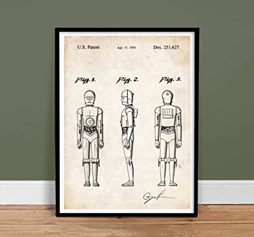 STAR WARS C3PO ROBOT PATENT PRINT 18X24 MOVIE POSTER GIFT GEORGE LUCAS C3P0 1979