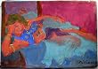 Girl Reclined, Original 1940's Figurative Oil Painting on Stretched Canvas By Carmel Art Association Artist Victor Di Gesu - Unframed Artwork