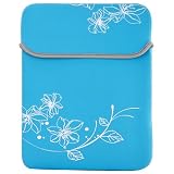 8 - 10.1 inch Sky Blue Blossom Floral Neoprene Netbook Laptop Sleeve Slip Case Pouch Bag for iPad, Acer, ASUS, Dell, HP