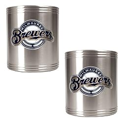 Milwaukee Brewers MLB 2pc Stainless Steel Can Holder Set- Primary Logo by Great American Products