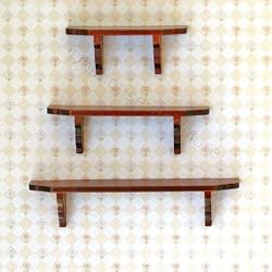 Dollhouse Miniature Set of 3 Cherry Wall Shelves