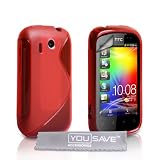 Yousave Accessories TM Rot S-Linie Silikon Gel Schutzh�lle F�r Das HTC Explorer Mit Displayschutz Film Und Grey Graues Micro Faser Poliertuchvon "Yousave"