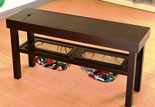 Extra Long Lego/Chalkboard Double Layer Table,Convertible Lego to Chalkboard Custom Play Table with Built-in Storage
