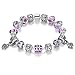 Dazzle Flash Purple Murano Glass Bead Silver Plated Charm Bracelet-BCP051