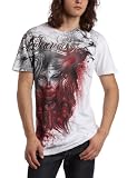Avec Throwdown hommes Affliction Gazelle thé, XX-Large, Blanc / Noir / Rouge