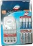 Tech B TBBC8201 AA Rechargeable 4-Pack NiMH  Batteries with Wall Charger Plus 4 Free Alkaline Batteries
