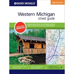 Rand McNally 2nd Edition Western Michigan street guide including Battle Creek, Grand Rapids, Holland, Jackson, Kalamazoo, Lansing, and Muskegon