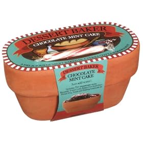 Chocolate Mint Cake Dessert Baker Gift Set with Terra Cotta Pot, Peppermint Sticks, Bread...