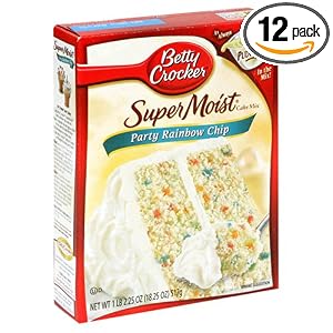 Betty Crocker Supermoist Cake Mix, Rainbow Chip, 18.25-Ounce Boxes (Pack of 12) by Betty Crocker