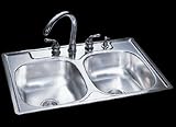 Kindred DMG804BX Double Bowl Self-Rimming Stainless Steel Kitchen Sink 4 Faucet Holes 22 x 33 x 8