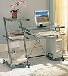 NEW GLASS COMPUTER DESK W. SIDE SHELVES & TOWER SLOT