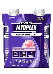 EAS Myoplex Lite Ready-To-Drink Nutrition Shake, Strawberry,11 Ounce, (Pack of 24)
