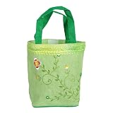 Olive N Figs Lime Green Embroidered Jute Handbag/Tote