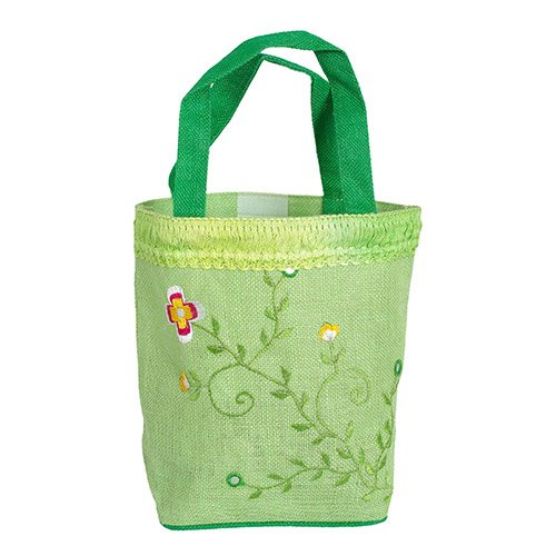 Olive N Figs Lime Green Embroidered Jute Handbag/Tote