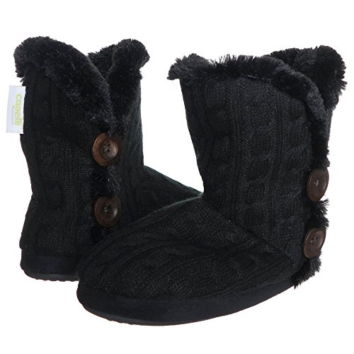 Capelli New York Ladies Knit Indoor Slipper Boot with Faux Fur