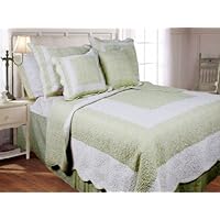 Textiles Plus 100-Percent Quilt 10-Piece Queen Bed in a Bag Bonus Set, Meadow Green