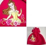 DISNEY BEAUTY AND THE BEAST PRINCESS BELLE HAT FLEECE HAT GIRLS EMBROIDERED POM POM