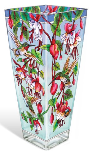 Amia 10-Inch Vase with Hummingbird Design