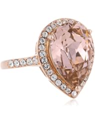 Gold Plated Sterling Silver Colored Crystal and Clear Crystal Pear Shape Ring