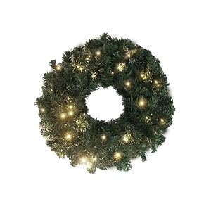 24 Pre-Lit Battery Operated LED Lighted Christmas Wreath - Warm Clear Lights by 