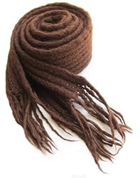 Pure Alpaca Natural Fiber Scarf - Handmade in Chestnut (100% Hand-knitted, Ex...