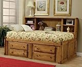 Twin Size Bookcase Bed Cottage Style in Rustic Pine Finish