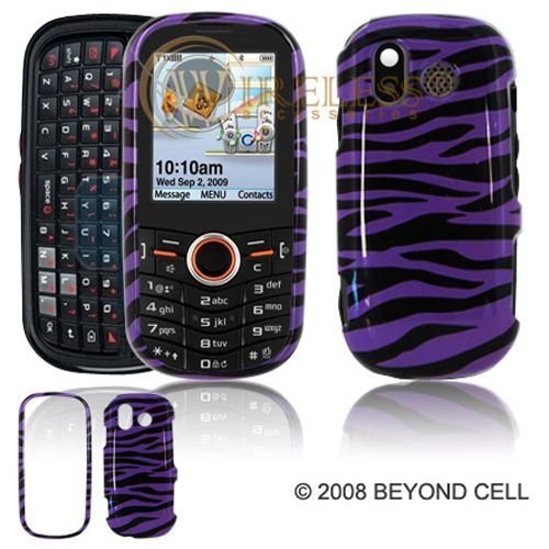 Best Price Samsung Intensity U450 Cell Phone Purple/Black Zebra Design Protective Case Faceplate Cover + Free LiveMyLife Wristband