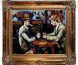 Art Reproduction Oil Painting - Cezanne Paintings: Card Players with Pipes with Renaissance Bronze Frame - Bronze Finish - 30 X 34 - Hand Painted Framed Canvas Art