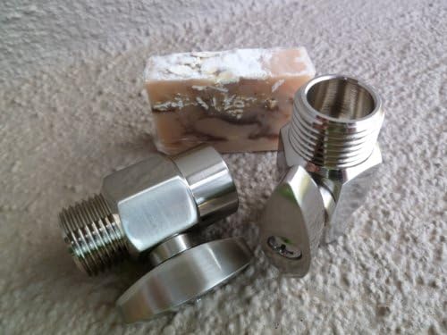 2 Brass Shower 100% Shut Off Valves with Handmade Soap (3 Piece Bundle) - Brushed Nickel