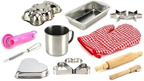 My Little Kitchen Chef Complete 14 Piece Metal Toy Kitchenware Play Set w/ Variety of Accessories by Toy Kitchen Playsets